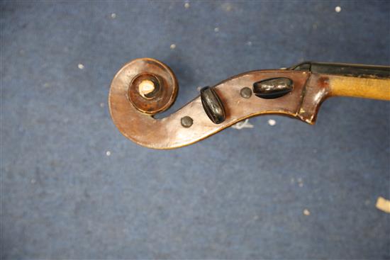 A Klingenthal Saxony cello, c.1890, length of back 76cm